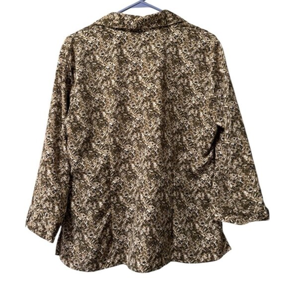 Notations Button Down Blouse Brown Long Sleeve Collared‎ Shirt Women Size Large - Picture 2 of 5
